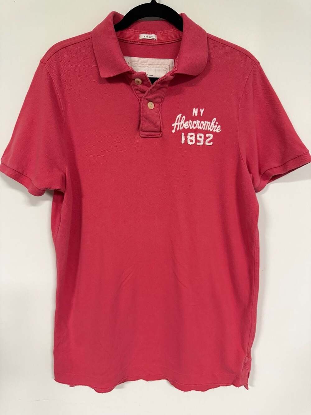 Vintage Abercrombie & Fitch Muscle Fit Red Polo Shirt with NY 1892 Embroidery